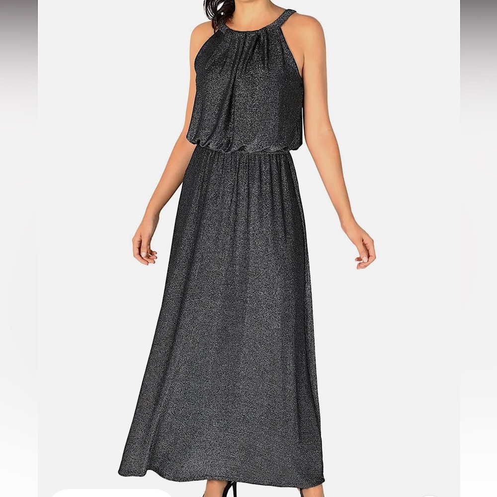 Signature by Robbie Bee metallic maxi evening dress